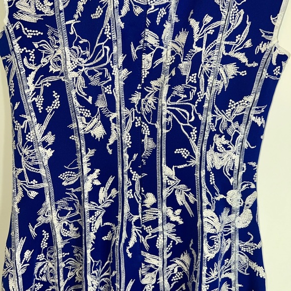 TADASHI SHOJI Blue Floral Embroidered A-Line Dress - Picture 11 of 15